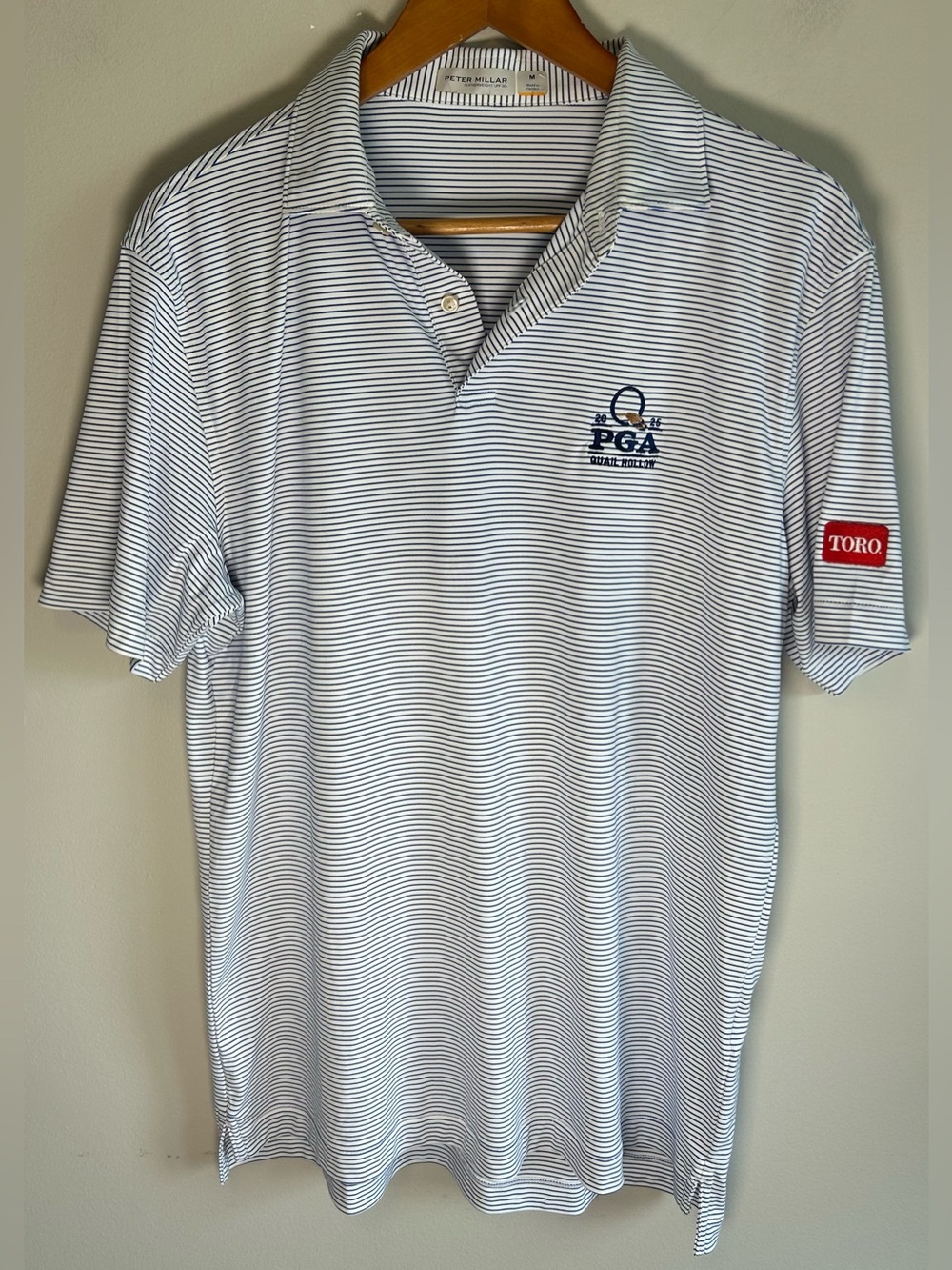 Peter Millar Featherweight Polo Shirt Men’s M PGA Tour Quail Hollow 2025 Logo